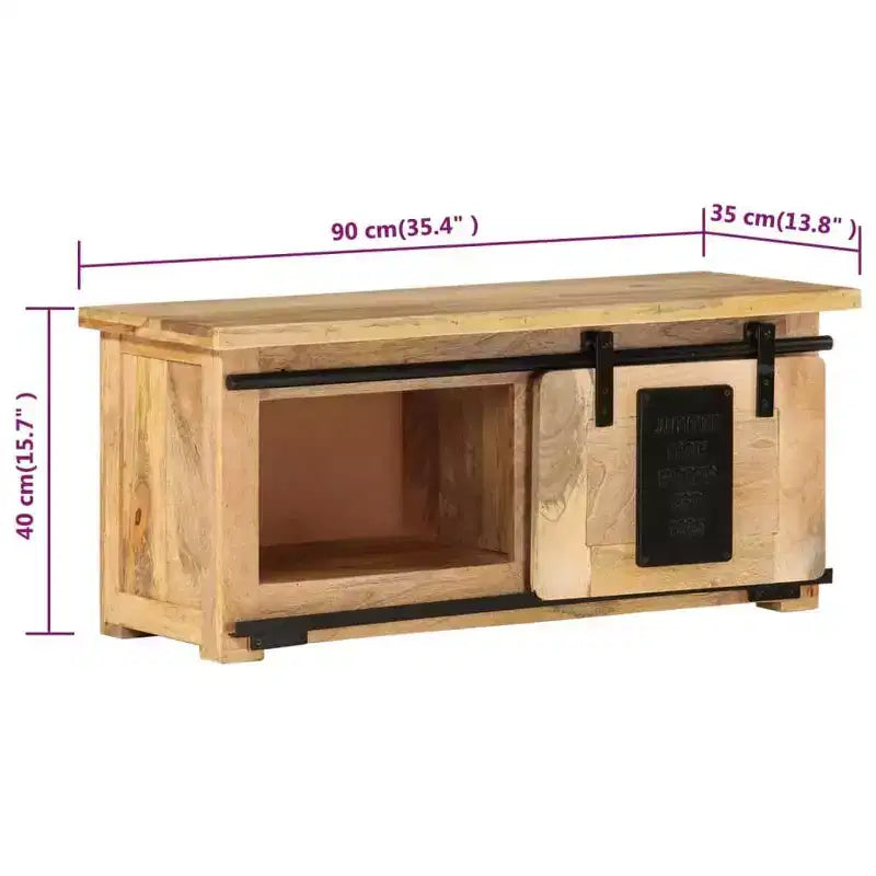 vidaXL TV Cabinet Natural Mango Wood Solid Mango Wood Sliding Components