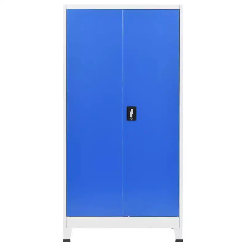 vidaXL Filing Cabinet Office Storage Cabinet for Bedroom Metal Gray and Blue - 35.4 x 15.7 x 70.9