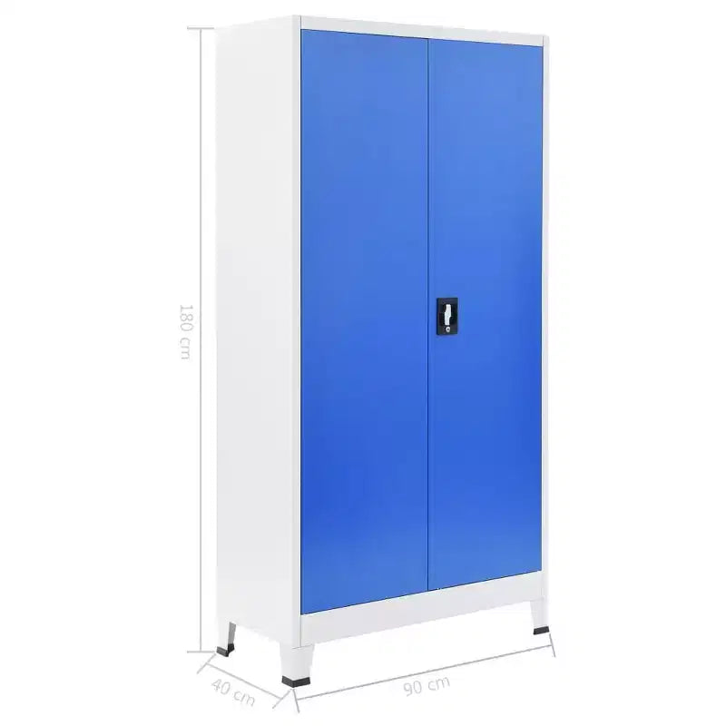 vidaXL Filing Cabinet Office Storage Cabinet for Bedroom Metal Gray and Blue - 35.4 x 15.7 x 70.9