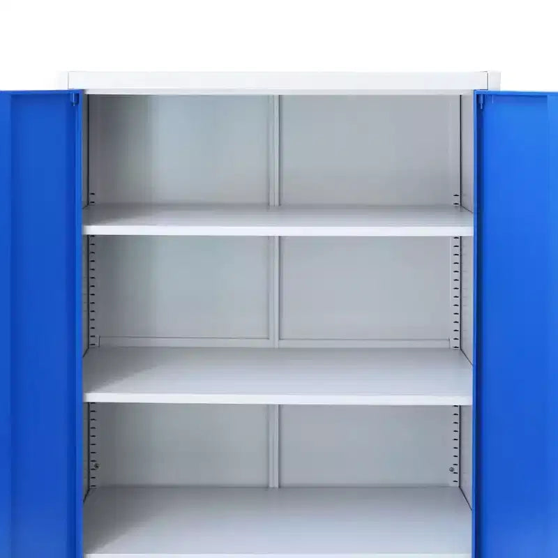 vidaXL Filing Cabinet Office Storage Cabinet for Bedroom Metal Gray and Blue - 35.4 x 15.7 x 70.9