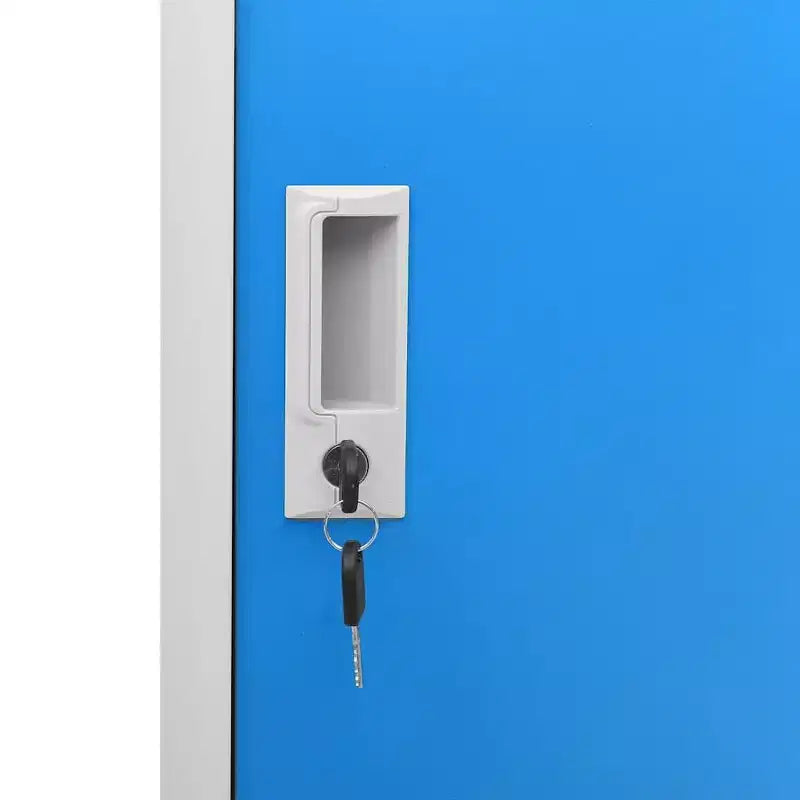 vidaXL Locker Cabinet Set of 2 Light Gray and Blue Steel Medium - Light Gray and Blue with 4 Lockers