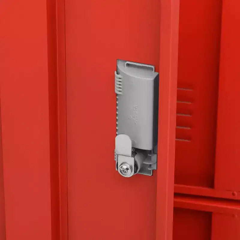 vidaXL Locker Cabinet - Modern Design Steel Storage Organizer with 9 Lockers - Suitable for Schools, Offices and Homes - Gray and Red