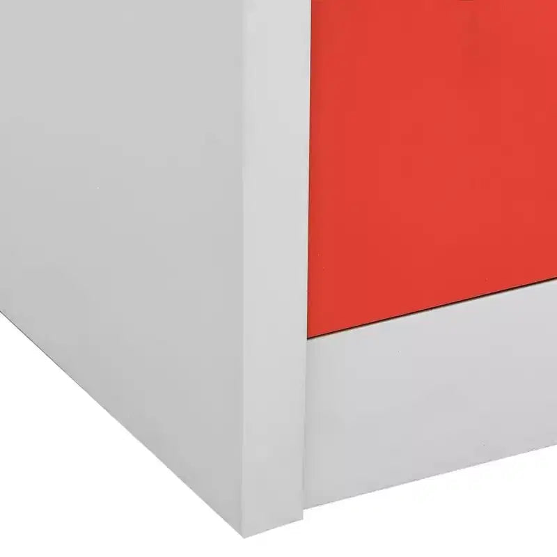 vidaXL Locker Cabinet - Modern Design Steel Storage Organizer with 9 Lockers - Suitable for Schools, Offices and Homes - Gray and Red