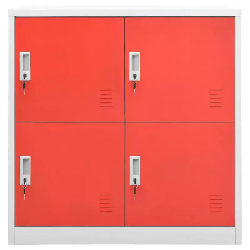 vidaXL Locker Cabinet Set of 2 Light Grey and Red Steel Medium - Light Gray and Red with 4 Lockers 2-Pack