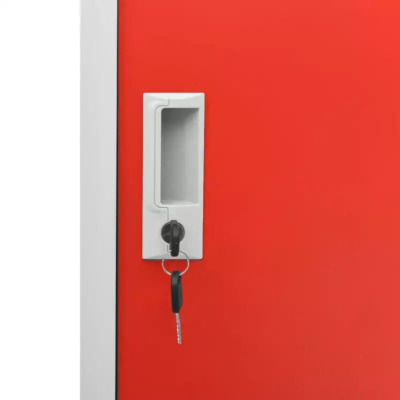 vidaXL Locker Cabinet Set of 2 Light Grey and Red Steel Medium - Light Gray and Red with 4 Lockers 2-Pack
