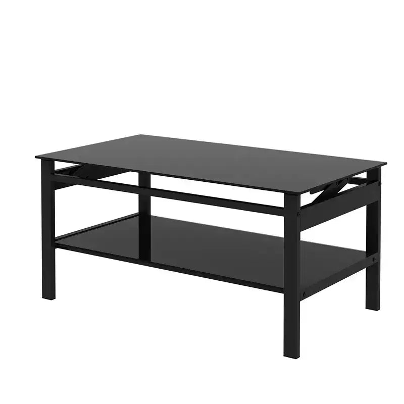 GDFStudio Kirara Modern Lift Top Coffee Table with 2-Layer Tempered Glass