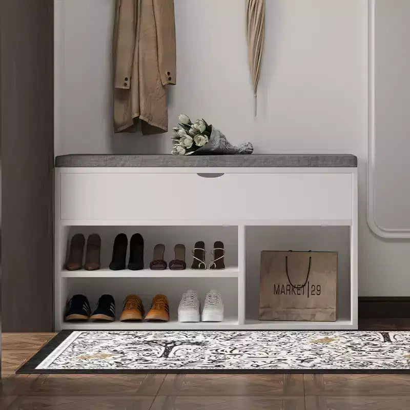 PB Triamine Sponge Cloth Shoe Storage Bench with Storage Cabinet - Durable, Multifunctional, Space-Saving, Comfortable Seating