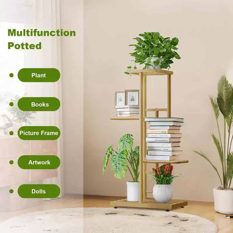 TROPOW Support pour plantes en mtal  4 niveaux - tagre  fleurs pour l'intrieur et l'extrieur - Support pour plantes d'intrieur et balcon