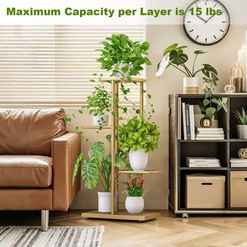 TROPOW Support pour plantes en mtal  4 niveaux - tagre  fleurs pour l'intrieur et l'extrieur - Support pour plantes d'intrieur et balcon