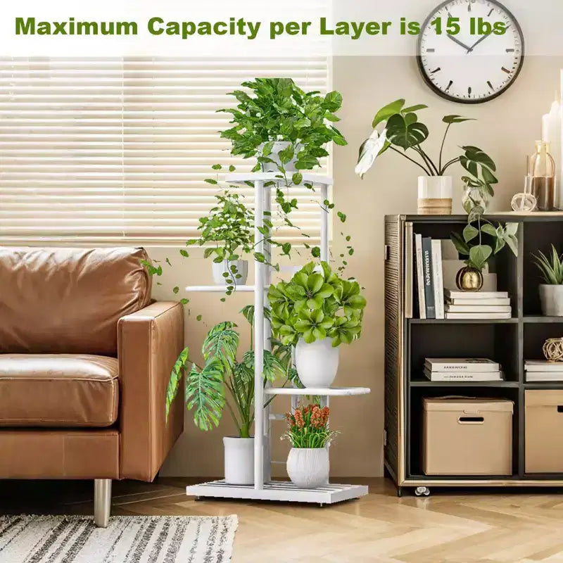 TROPOW Support pour plantes en mtal  4 niveaux - tagre  fleurs pour l'intrieur et l'extrieur - Support pour plantes d'intrieur et balcon