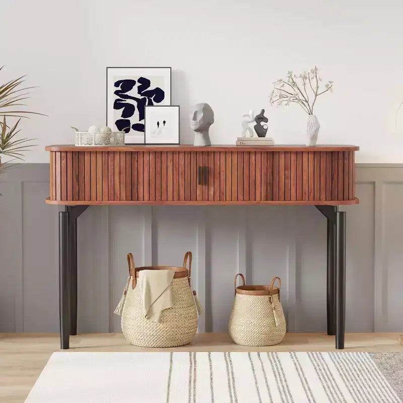 47 Console Table with 2 Drawers and Open Storage, Narrow Entryway Table Behind Couch, Hallway Accent Sofa Tables for Living Room