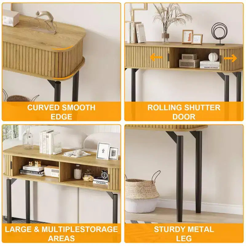 47 Console Table with 2 Drawers and Open Storage, Narrow Entryway Table Behind Couch, Hallway Accent Sofa Tables for Living Room