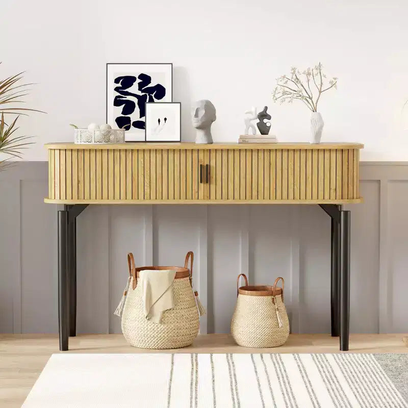 47 Console Table with 2 Drawers and Open Storage, Narrow Entryway Table Behind Couch, Hallway Accent Sofa Tables for Living Room