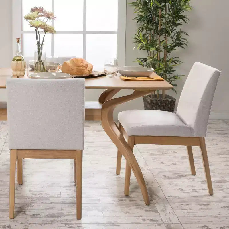 GDFStudio Hampton Mid-Century Modern Fabric Upholstered Armless Dining Chairs (Set of 2)