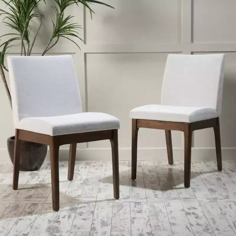 GDFStudio Hampton Mid-Century Modern Fabric Upholstered Armless Dining Chairs (Set of 2)