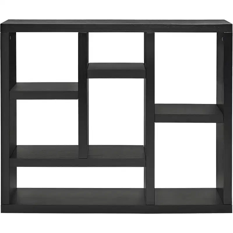 Acekool 7-Cube Bookcase, Modern Wood Storage Organizer, 3-Shelf Open Cube Display Cabinet for Kids Room, Entryway, Living Room, Natural
