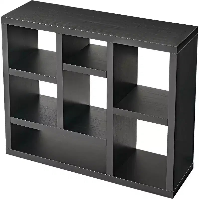 Acekool 7-Cube Bookcase, Modern Wood Storage Organizer, 3-Shelf Open Cube Display Cabinet for Kids Room, Entryway, Living Room, Natural