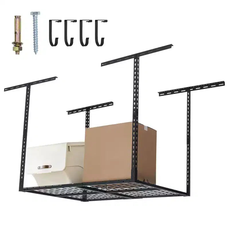 Garage Ceiling Storage Racks - Heavy Duty, Adjustable Cold Rolled Steel Racks.