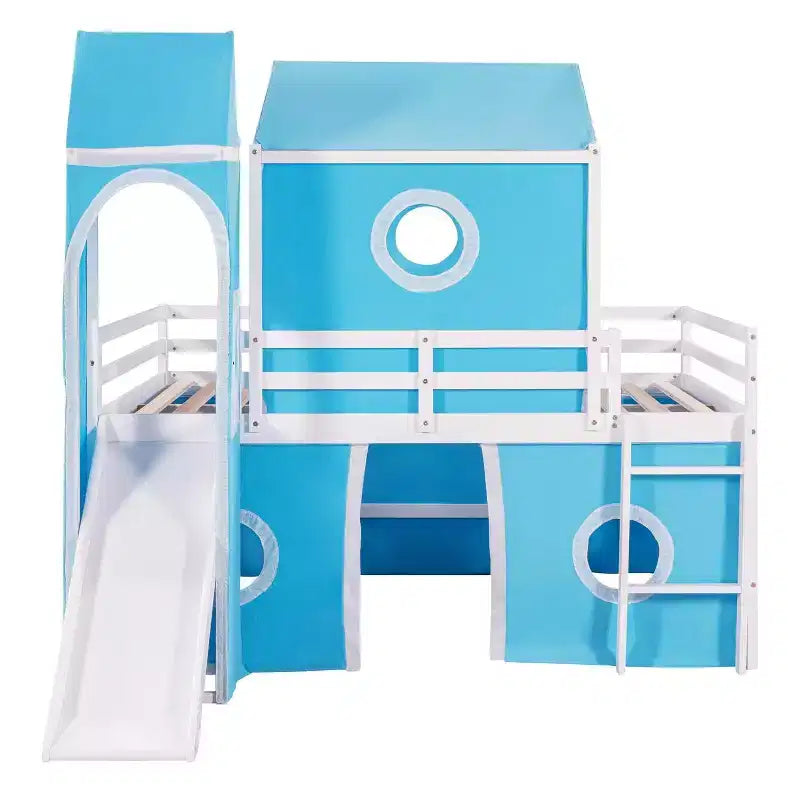Acekool Full Loft Bed - Playhouse Design with Storage & Tent Tower