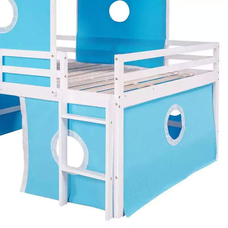 Acekool Full Loft Bed - Playhouse Design with Storage & Tent Tower