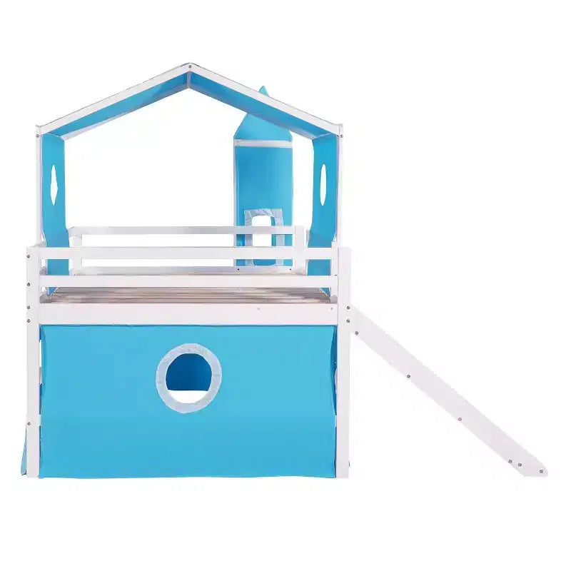 Acekool Full Loft Bed - Playhouse Design with Storage & Tent Tower