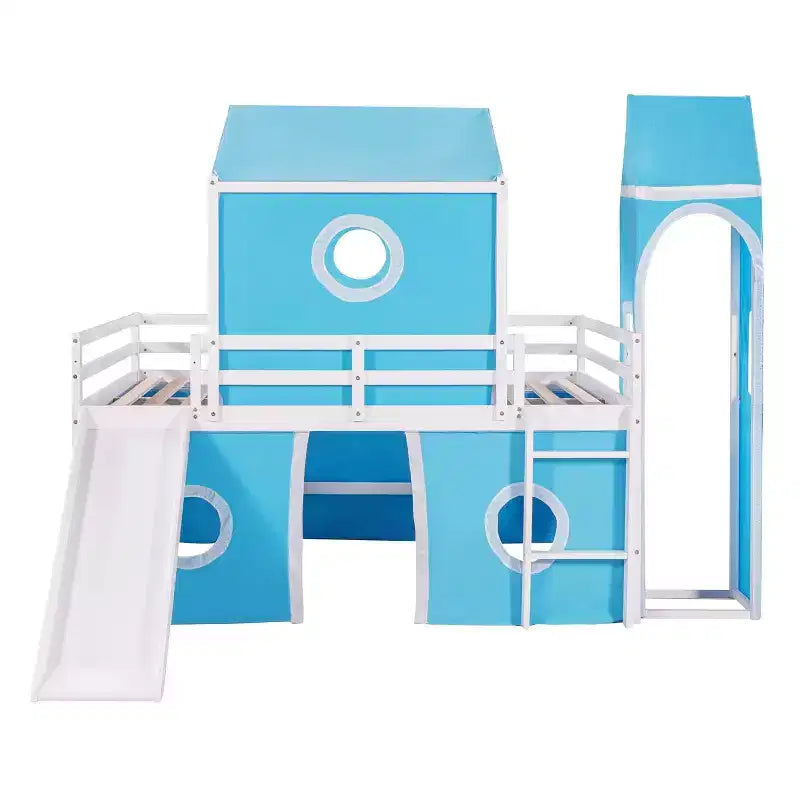 Acekool Full Loft Bed - Playhouse Design with Storage & Tent Tower