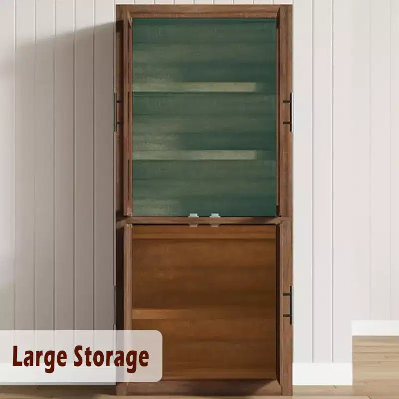 Tall Wooden Kitchen Pantry Cabinet, Farmhouse 4-Magnetic Door Freestanding Food Storage Cupboard Pantry Cabinet with Adjustable Shelves Large Storage