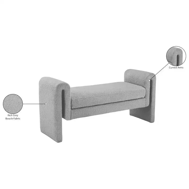 Meridian Furniture,Stylus Boucle Fabric Bench