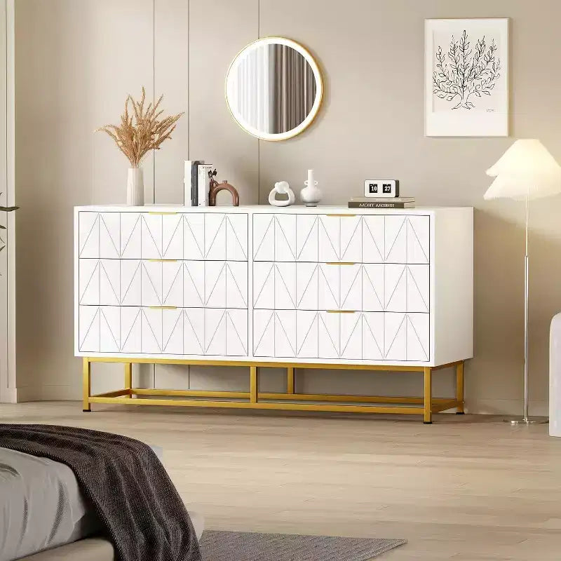 Acekool 6 Drawer Fabric Dresser, Small Storage Chest with Wood Top, Modern Nightstand and Clothes Organizer for Bedroom, Closet, Living Room