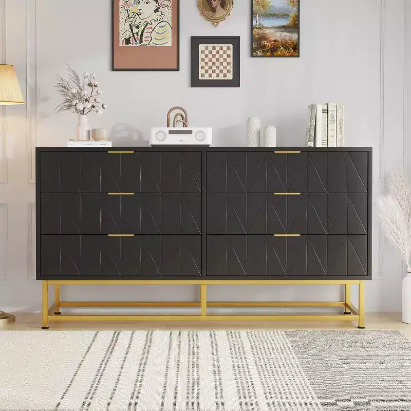 Acekool 6 Drawer Fabric Dresser, Small Storage Chest with Wood Top, Modern Nightstand and Clothes Organizer for Bedroom, Closet, Living Room