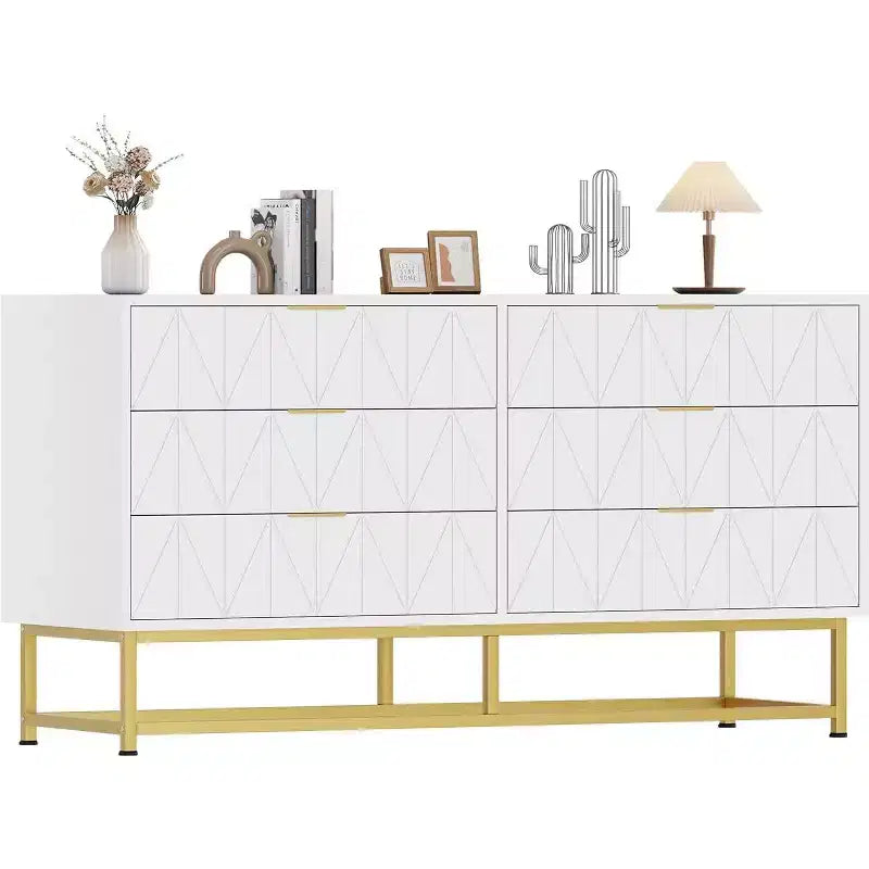 Acekool 6 Drawer Fabric Dresser, Small Storage Chest with Wood Top, Modern Nightstand and Clothes Organizer for Bedroom, Closet, Living Room