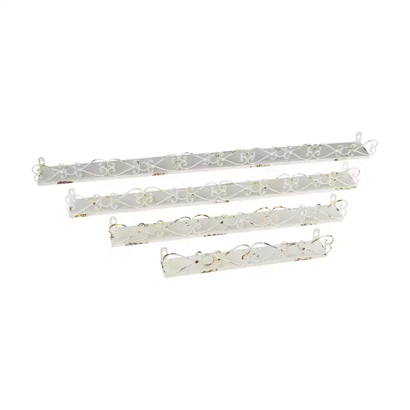 Storied Home Farmhouse Decorative Iron Ledges, Distressed Cream, Set of 4 Sizes