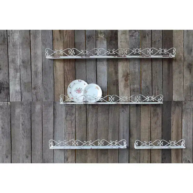 Storied Home Farmhouse Decorative Iron Ledges, Distressed Cream, Set of 4 Sizes