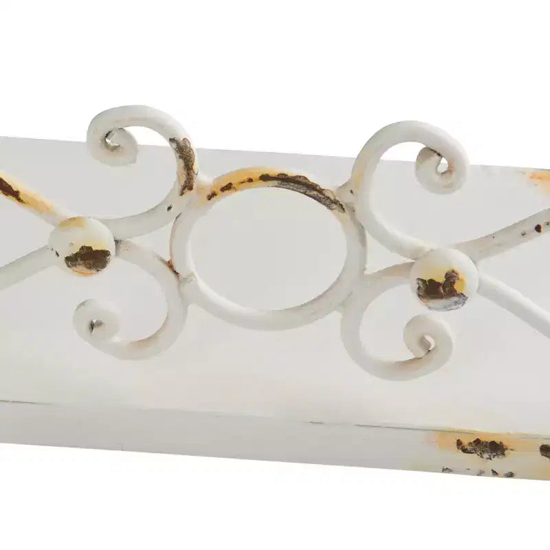 Storied Home Farmhouse Decorative Iron Ledges, Distressed Cream, Set of 4 Sizes