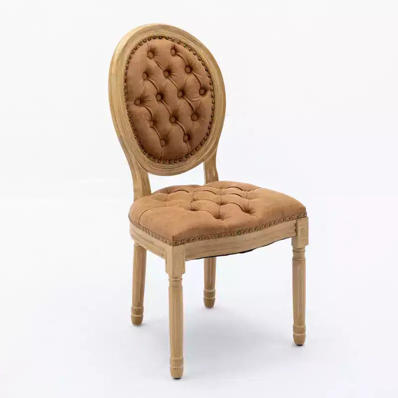 CLIHOME Set of 2 French Style Solid Wood Frame Antique Painting Accent Chairs, PU Artificial Leather Dining Chairs