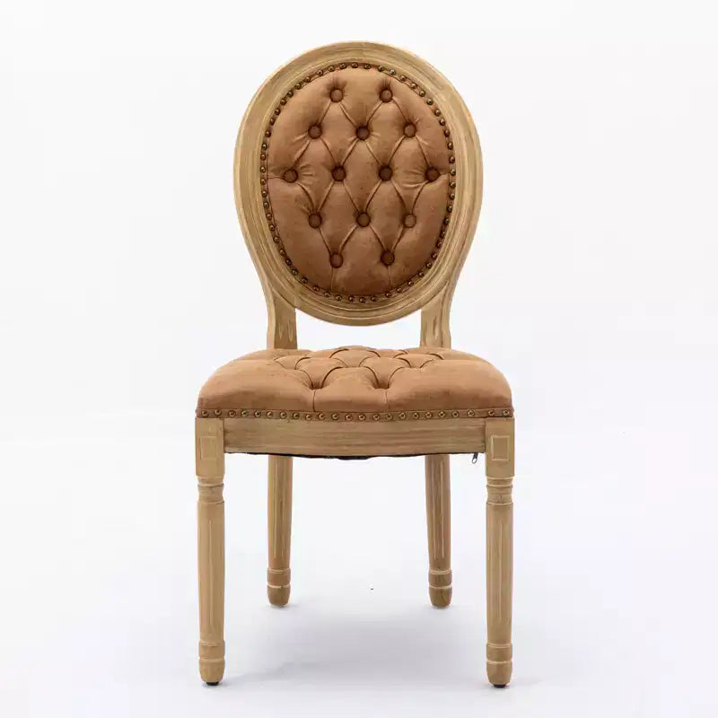 CLIHOME Set of 2 French Style Solid Wood Frame Antique Painting Accent Chairs, PU Artificial Leather Dining Chairs