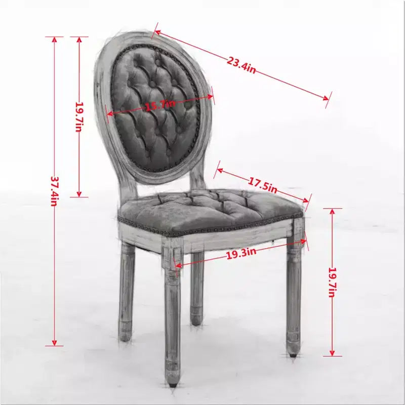 CLIHOME Set of 2 French Style Solid Wood Frame Antique Painting Accent Chairs, PU Artificial Leather Dining Chairs