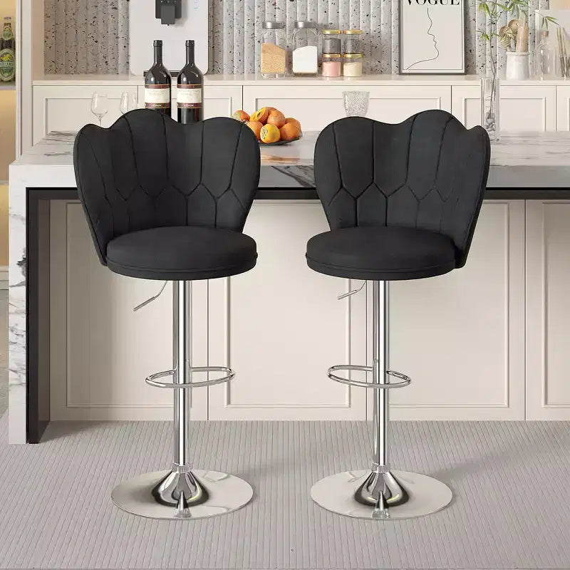 VECELO Velvet Bar Stools Set of 2/4, Adjustable Barstools with Back, Armless Counter Height Stools, Swivel Bar Chairs for Pub or Kitchen Island