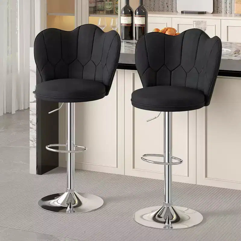 VECELO Velvet Bar Stools Set of 2/4, Adjustable Barstools with Back, Armless Counter Height Stools, Swivel Bar Chairs for Pub or Kitchen Island