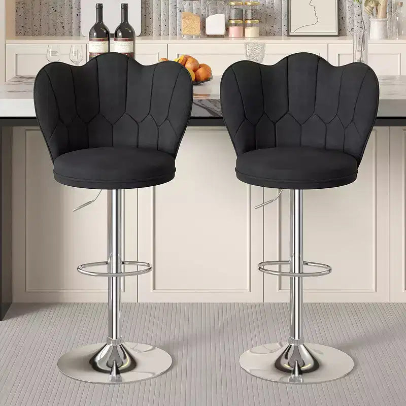 VECELO Velvet Bar Stools Set of 2/4, Adjustable Barstools with Back, Armless Counter Height Stools, Swivel Bar Chairs for Pub or Kitchen Island