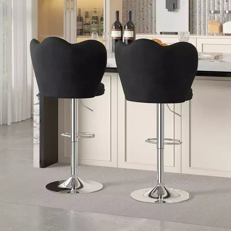 VECELO Velvet Bar Stools Set of 2/4, Adjustable Barstools with Back, Armless Counter Height Stools, Swivel Bar Chairs for Pub or Kitchen Island