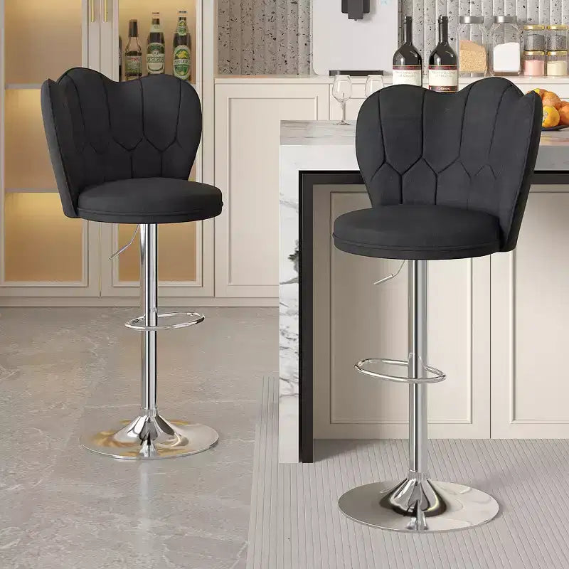 VECELO Velvet Bar Stools Set of 2/4, Adjustable Barstools with Back, Armless Counter Height Stools, Swivel Bar Chairs for Pub or Kitchen Island