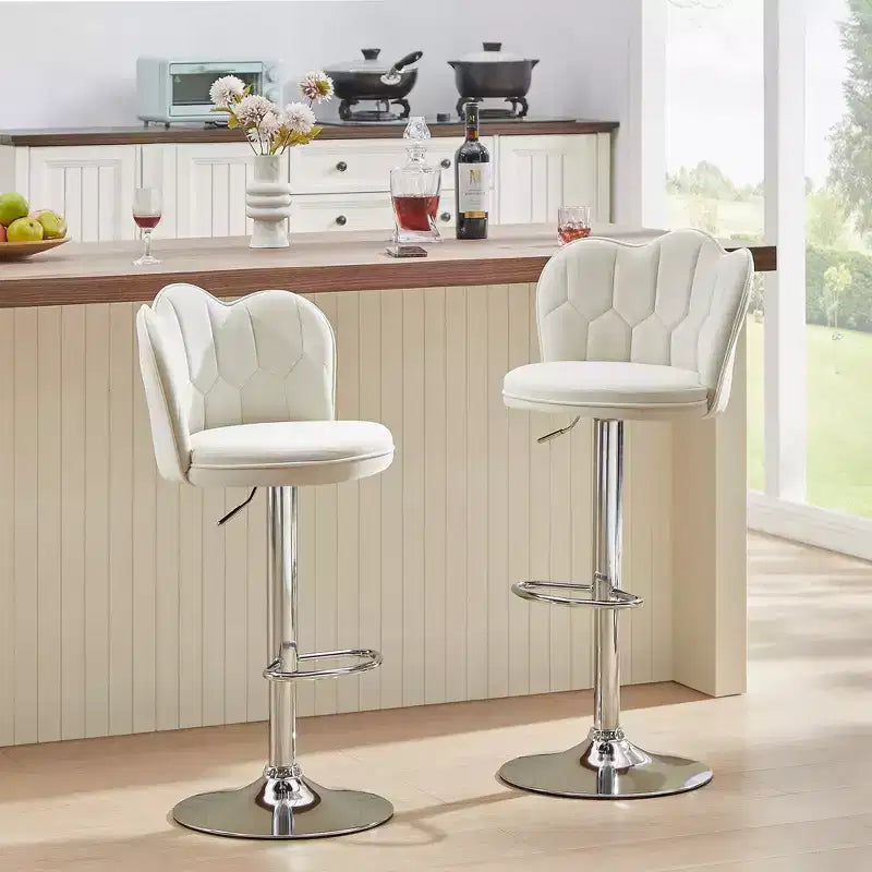 VECELO Velvet Bar Stools Set of 2/4, Adjustable Barstools with Back, Armless Counter Height Stools, Swivel Bar Chairs for Pub or Kitchen Island