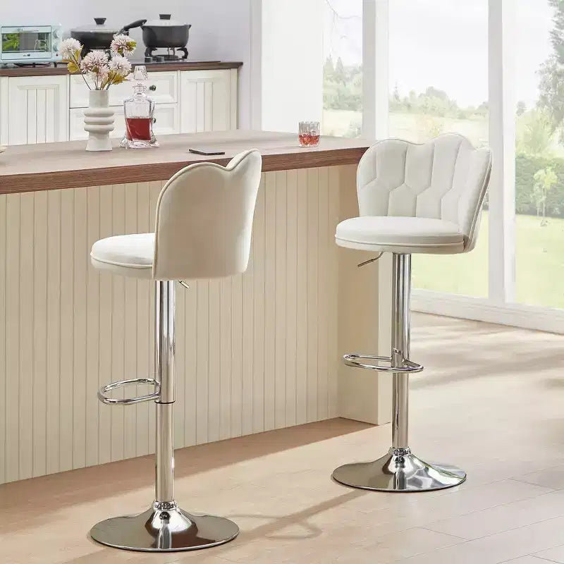 VECELO Velvet Bar Stools Set of 2/4, Adjustable Barstools with Back, Armless Counter Height Stools, Swivel Bar Chairs for Pub or Kitchen Island
