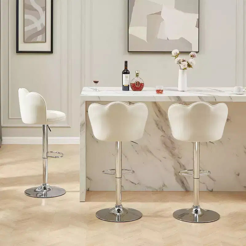 VECELO Velvet Bar Stools Set of 2/4, Adjustable Barstools with Back, Armless Counter Height Stools, Swivel Bar Chairs for Pub or Kitchen Island