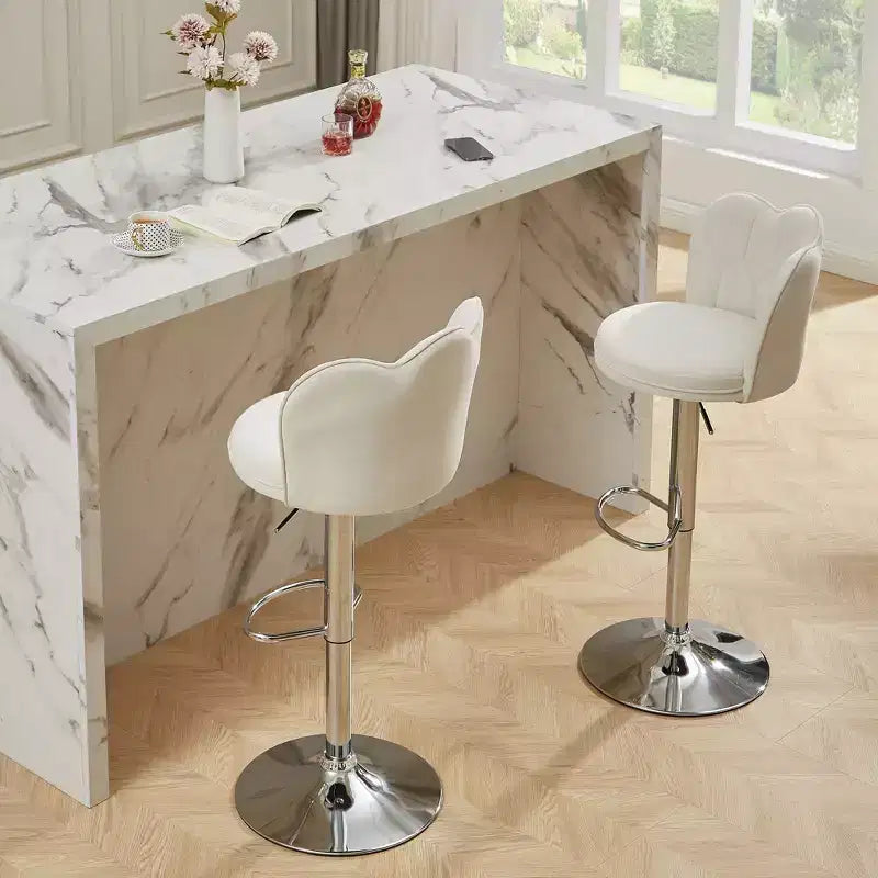 VECELO Velvet Bar Stools Set of 2/4, Adjustable Barstools with Back, Armless Counter Height Stools, Swivel Bar Chairs for Pub or Kitchen Island