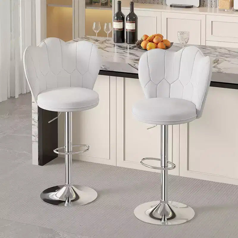 VECELO Velvet Bar Stools Set of 2/4, Adjustable Barstools with Back, Armless Counter Height Stools, Swivel Bar Chairs for Pub or Kitchen Island