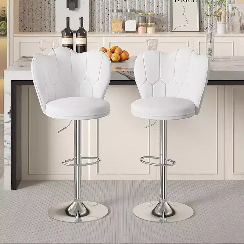 VECELO Velvet Bar Stools Set of 2/4, Adjustable Barstools with Back, Armless Counter Height Stools, Swivel Bar Chairs for Pub or Kitchen Island