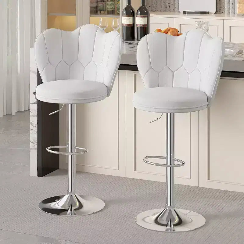 VECELO Velvet Bar Stools Set of 2/4, Adjustable Barstools with Back, Armless Counter Height Stools, Swivel Bar Chairs for Pub or Kitchen Island