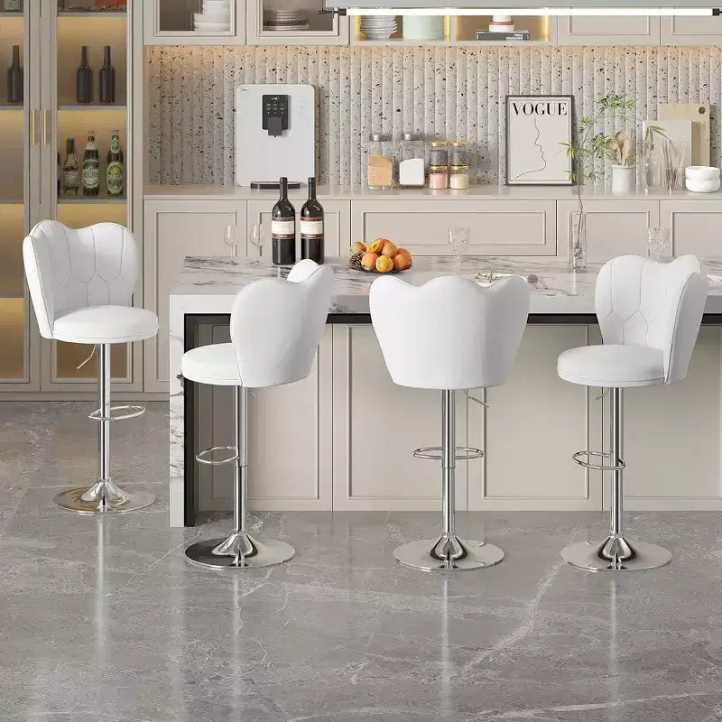 VECELO Velvet Bar Stools Set of 2/4, Adjustable Barstools with Back, Armless Counter Height Stools, Swivel Bar Chairs for Pub or Kitchen Island